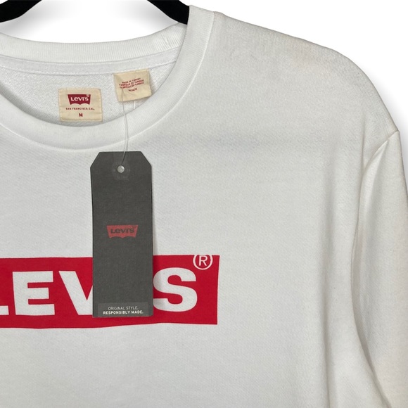 LEVIS M Graphic Crew SWEATSHIRT Men’s White Red Logo - Picture 5 of 6